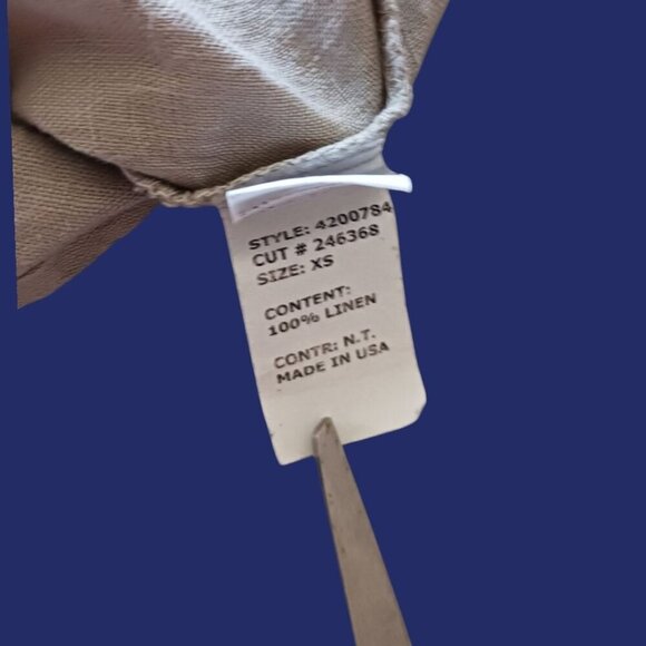 Cut Loose Hanky Linen Patch dress Size XSmall 100% Linen sage color - Picture 7 of 9